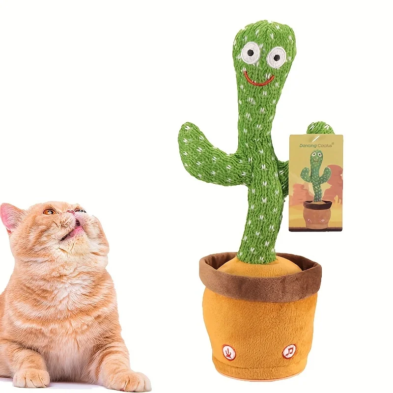 1pc Cactus Can Glow Can Learn To Speak and Sing Cactus Sand Sculpture Cactus Twist Cactus Pet Toy (No Battery Included) 