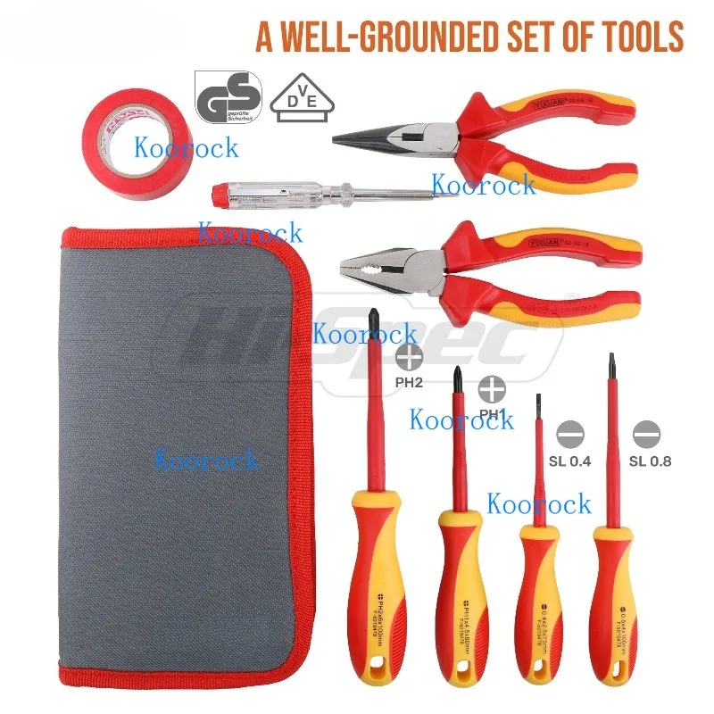 8-Piece VDE Insulated Screwdriver & Pliers Set, High-Voltage Resistant Electrician Tools for Professional Use