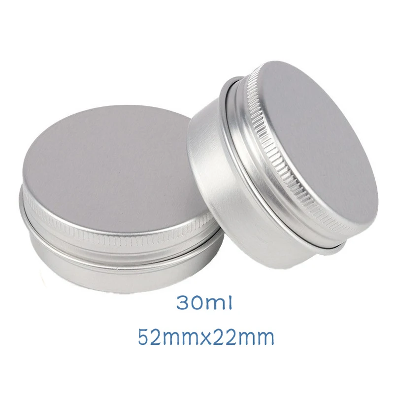 

50 шт. круглых алюминиевых баночек 30 мл с завинчивающейся крышкой 52*22 мм для свечей, бальзамов для губ, хранения косметики, пустых баночек для крема для лица, образцов косметики