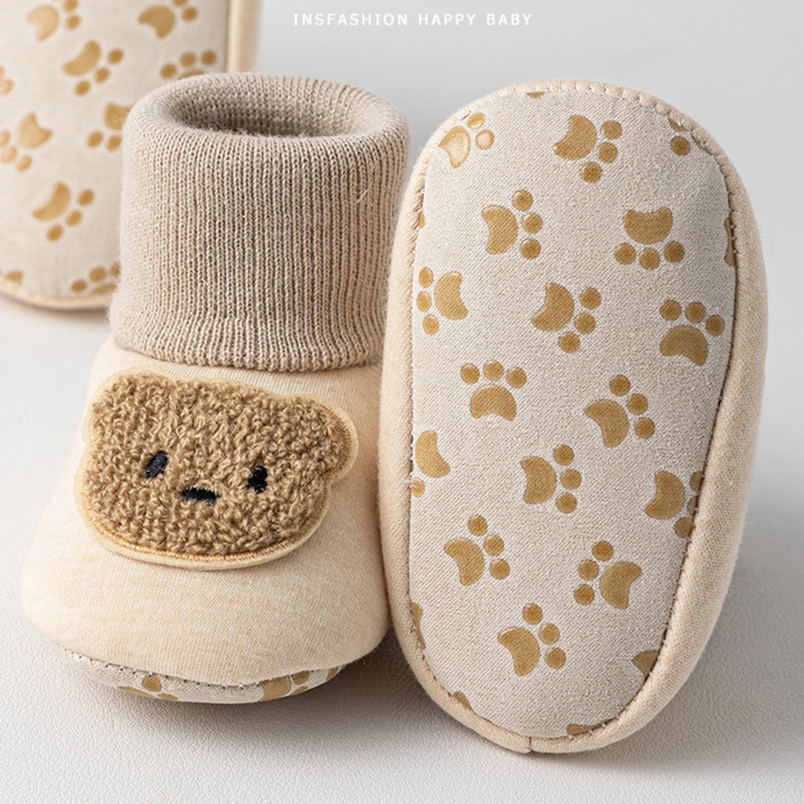 

Зимняя напольная нескользящая обувь для маленьких мальчиков и девочек 0-18 месяцев, толстые носки с рисунком кролика, обувь с изображением животных