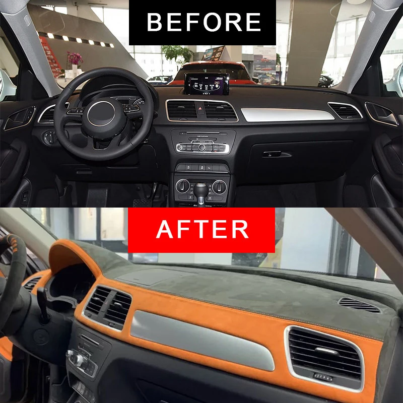 Custom Car Dashboard Cover for Audi Q3 2016-2018 Auto Interior Real Suede Alcan Tara Mat Shade Cushion Pad Carpets Car-styling