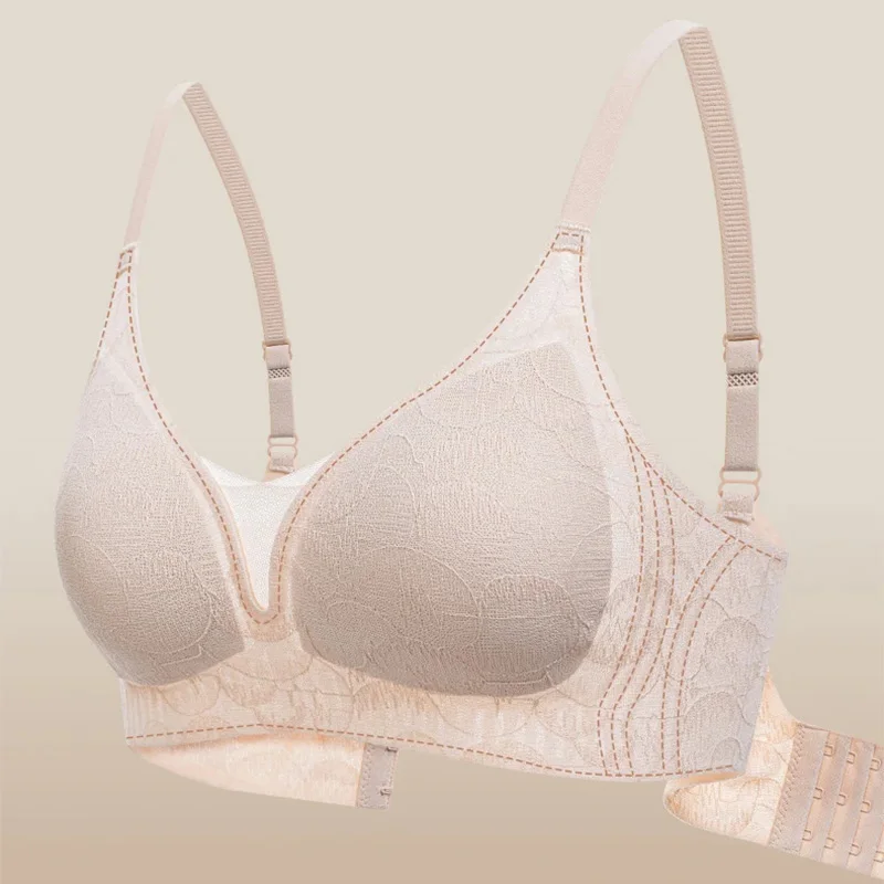 Seamless Wireless Lace Jelly Glue Soft Support Thin Gravity Defying Comfortable Gathered Chest Bras Women Side Breast Collection