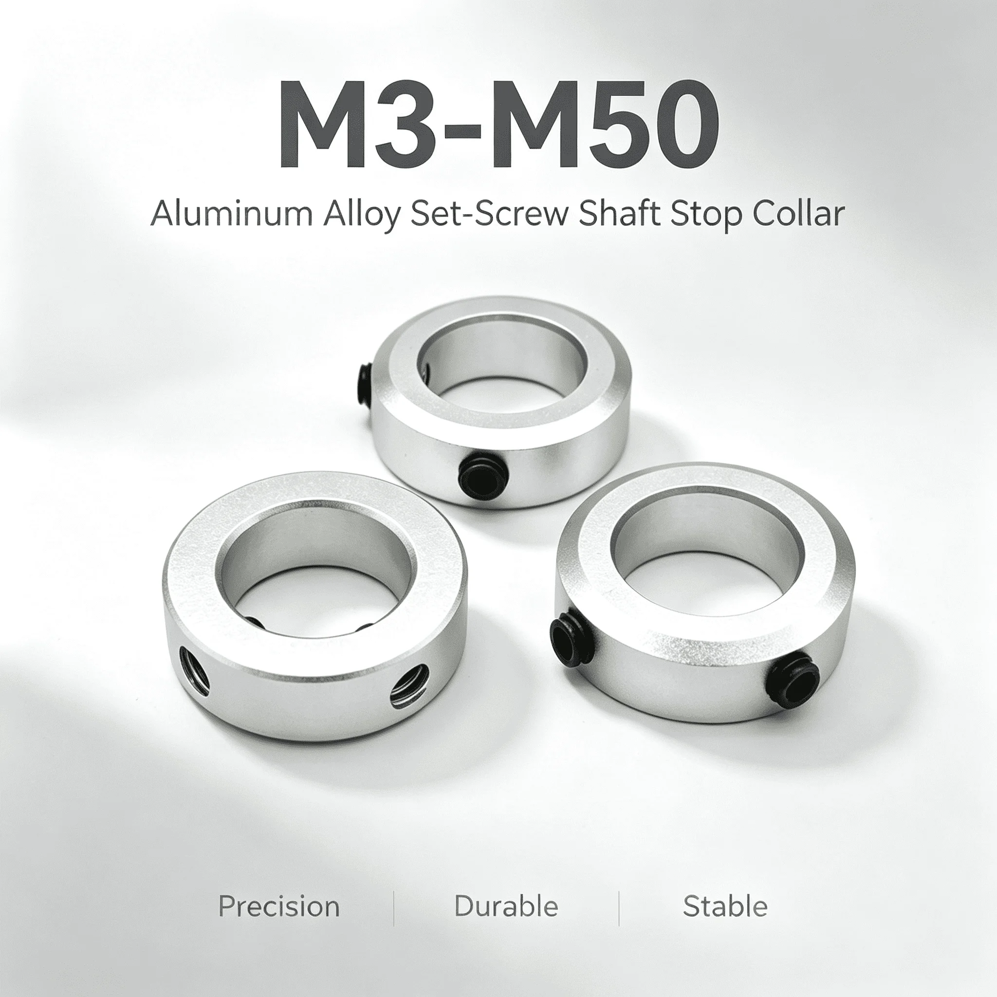 Aluminum Alloy Retaining Ring Shaft Collar with Set‑Screw Locking Ring Sleeve Bore Size 3 4 5 6 7 8 9 10 20 30 40 ‑ 50mm