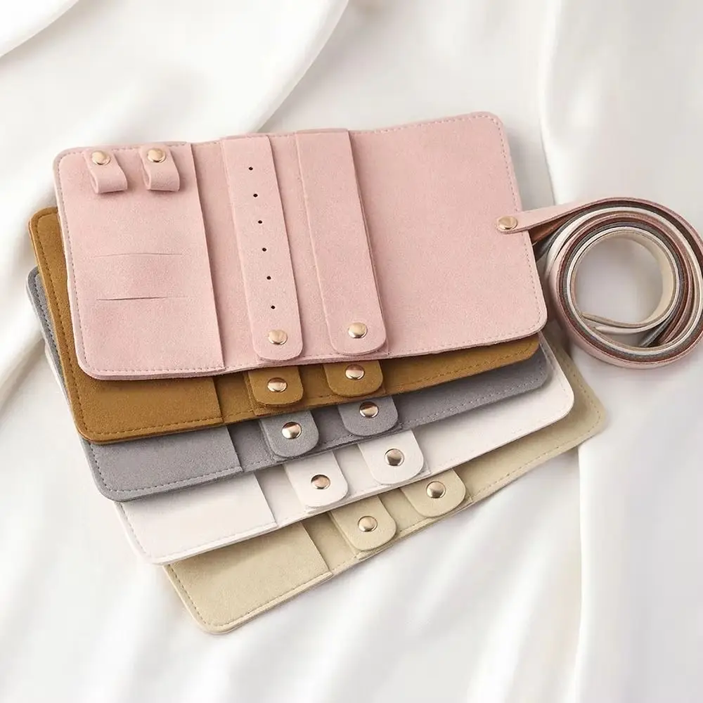 

Folding Design Jewelry Organizer Roll Up Style Velvet Material Jewelry Carrying Roll Handbag Organizer Multi-compartment Storage