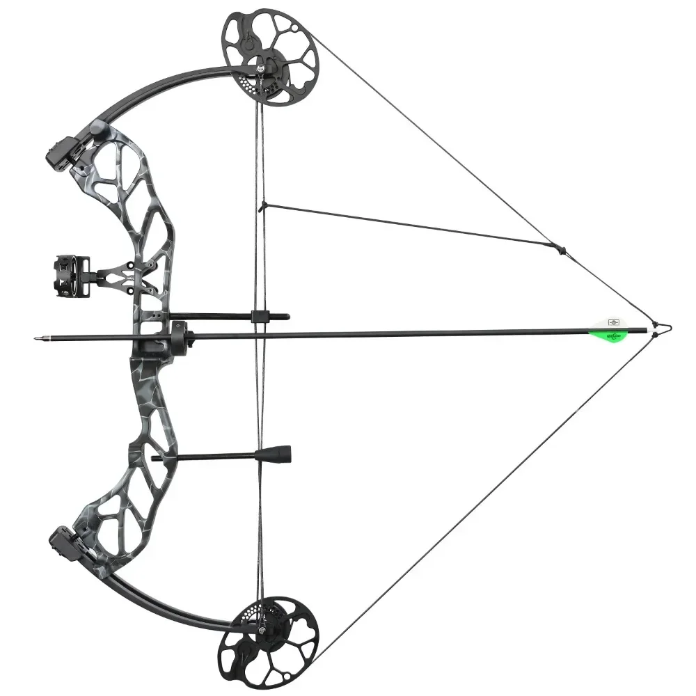 Archery Compound Bow Set 19‑70 Lbs Draw Weight 320 FPS Speed Aluminum Alloy Handle Dual Pulley Cam Right Hand Bow for Outdoor Hunting Shooting Sports