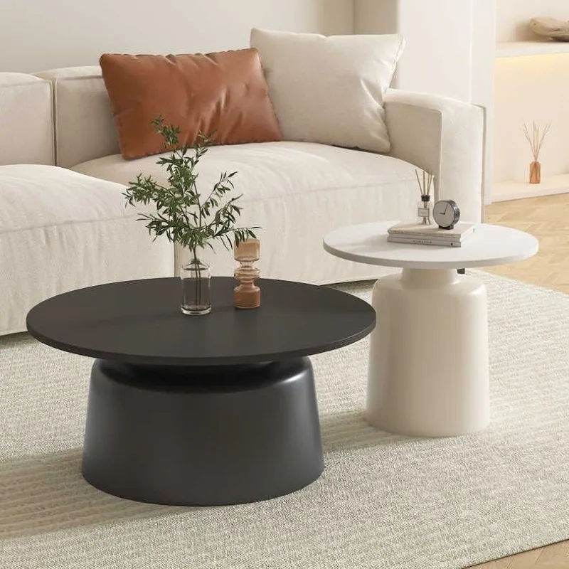 European Style Round Wooden Coffee Tables Creative Simple Solid Color Side Table Luxury Multifunctional Art Bedside Table