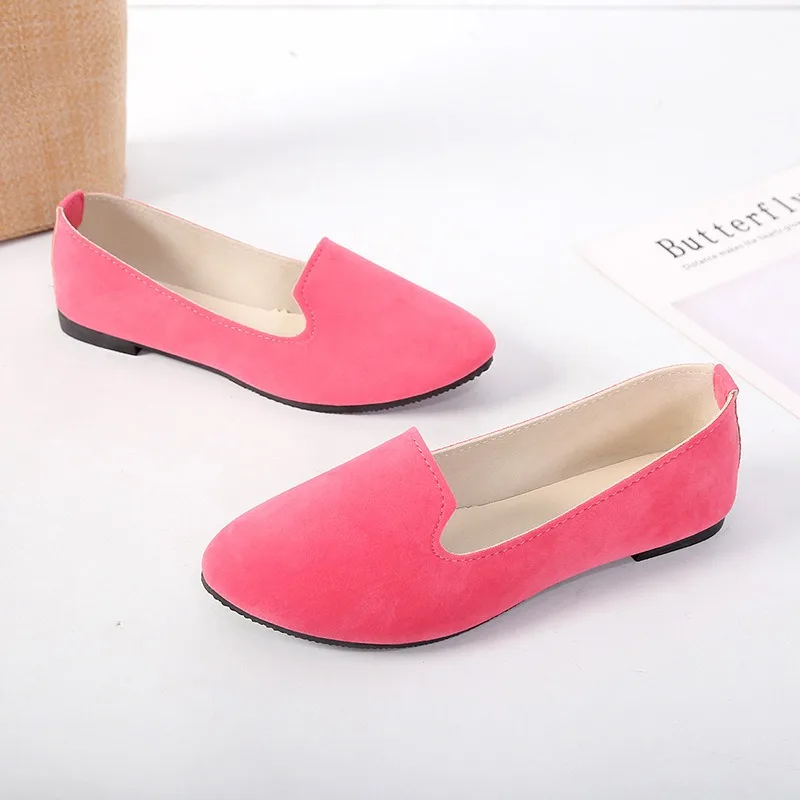 Woman Concise Colorful Work Flats Lady Comfortable Flock Mocasines Flats Female Suede Elegant Soft Sole Daily Casual Mom Shoes