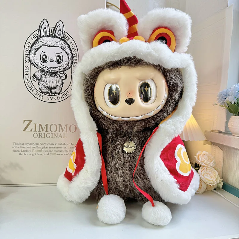 58cm Zimomo Labubu Clothing Doll Clothes Vinyl Labubu Winter Plush Clothes Lion Awakening Cloak Big Leader