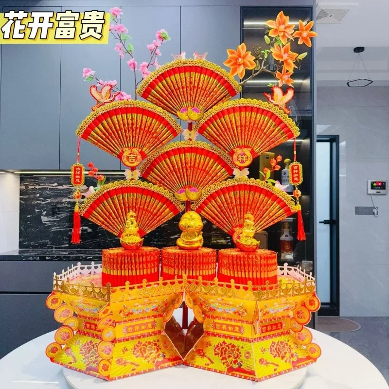 NEW Mid-Autumn Festival folding tower material package, flowers bloom and wealth, handmade origami complete set