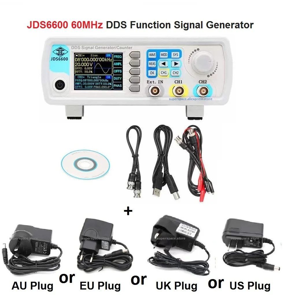 Jds6600 Dds Functie Signaalgenerator Digitaal Signaal Output Dual/2-ch Frequentie Meter Willekeurige Golfvorm Puls Sweep Teller