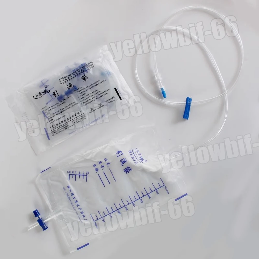 1pc 1000ml Disposable medical drainage bag sterile liver/bile ascites puncture screw interface head prevent backflow 2 Type