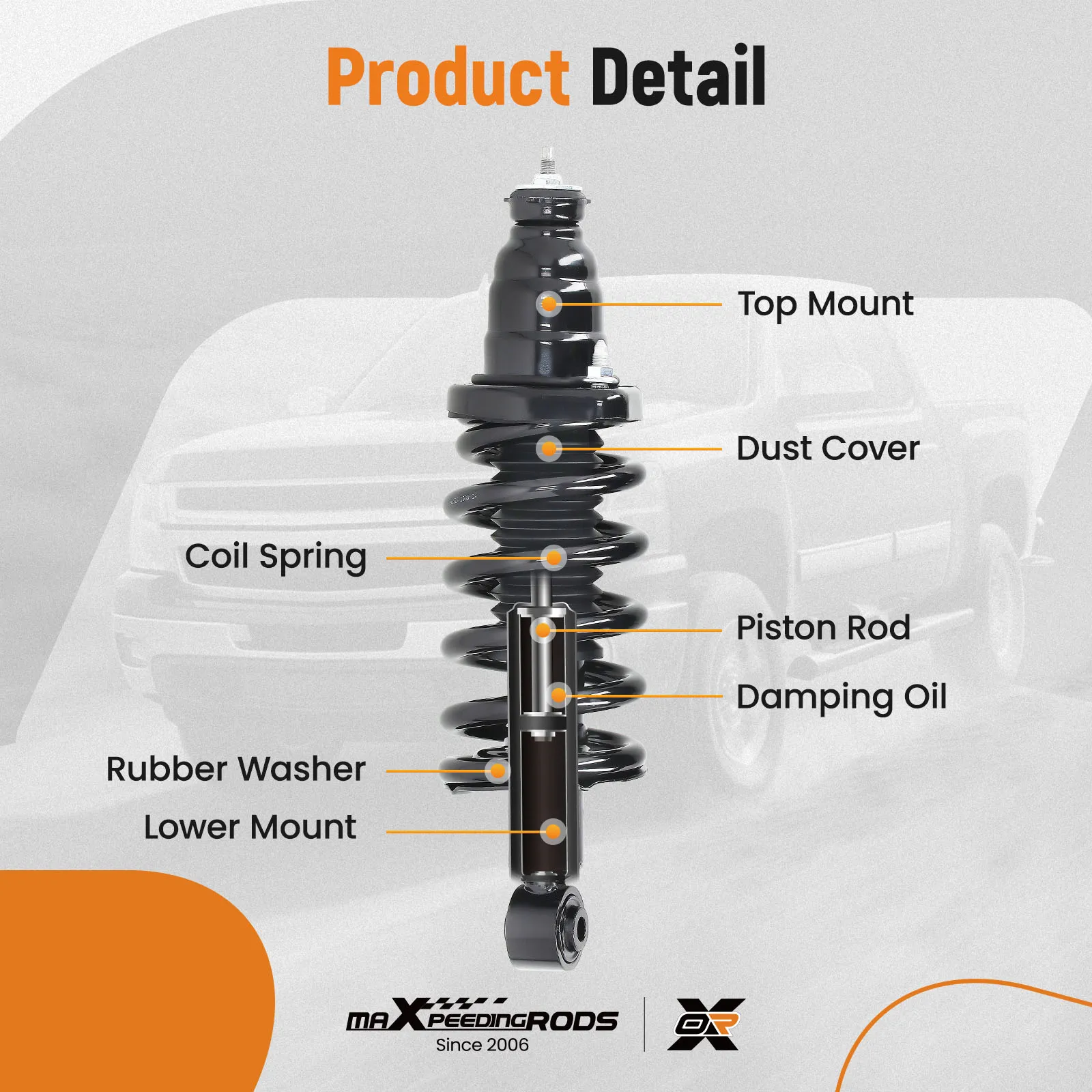 โช้คอัพหลังพร้อมเหล็กกันโคลง ซ้าย-ขวา สำหรับรถยนต์ฮอนด้า เอลิเมนท์ ปี 2003-2011 เครื่องยนต์ 2.4 ลิตร รุ่น 171101R