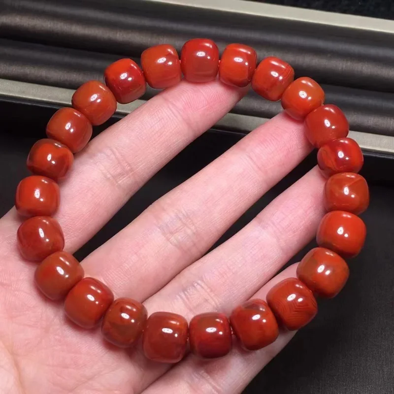 

Natural South Red Waxi Material Old-Styled Bead Single Circle Jade Moisturizing Amusement Article Bracelet