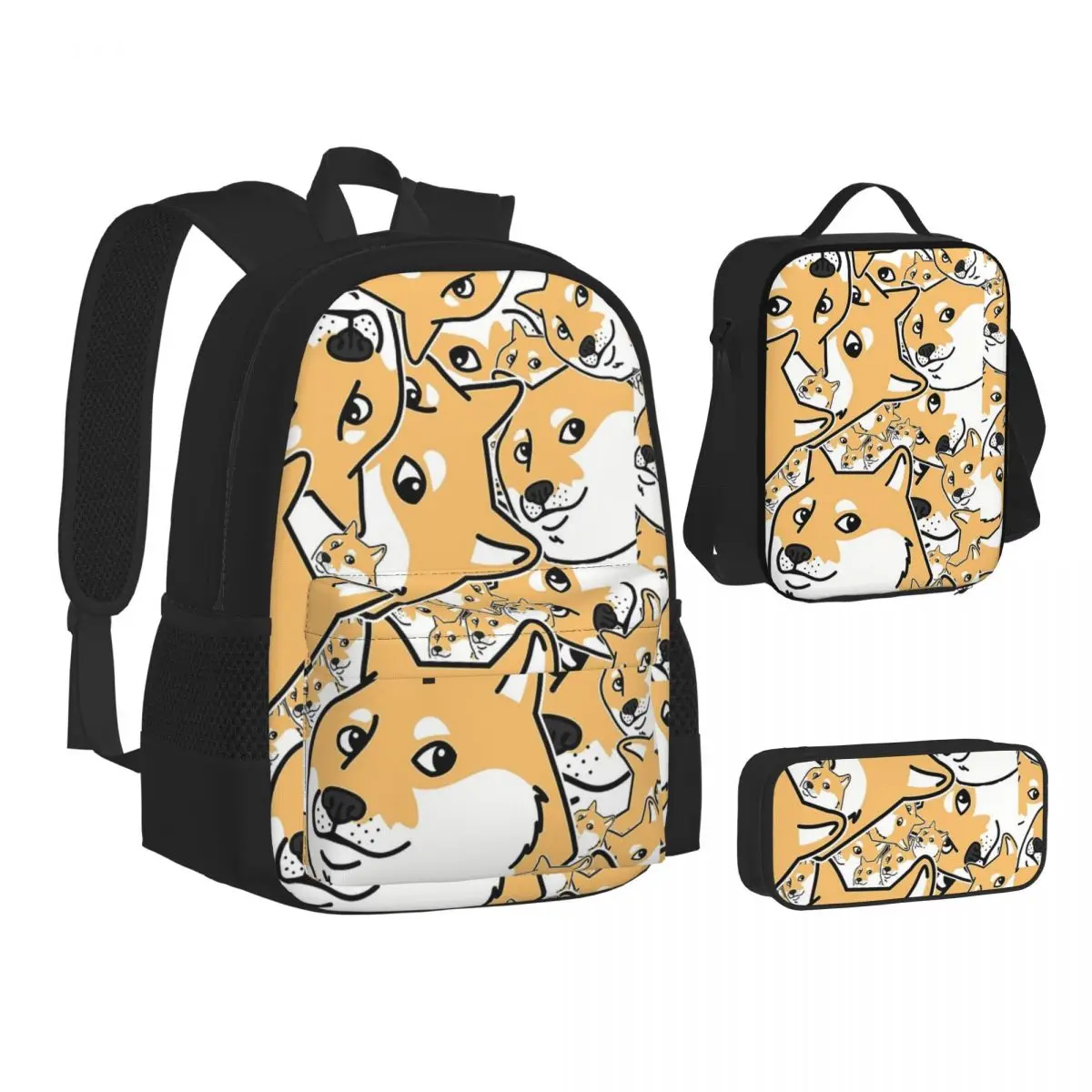 

Doge Shiba Inu Memes Backpacks Boys Girls Bookbag Children School Bags Kids Rucksack Lunch Bag Pen Bag Three-Piece Set