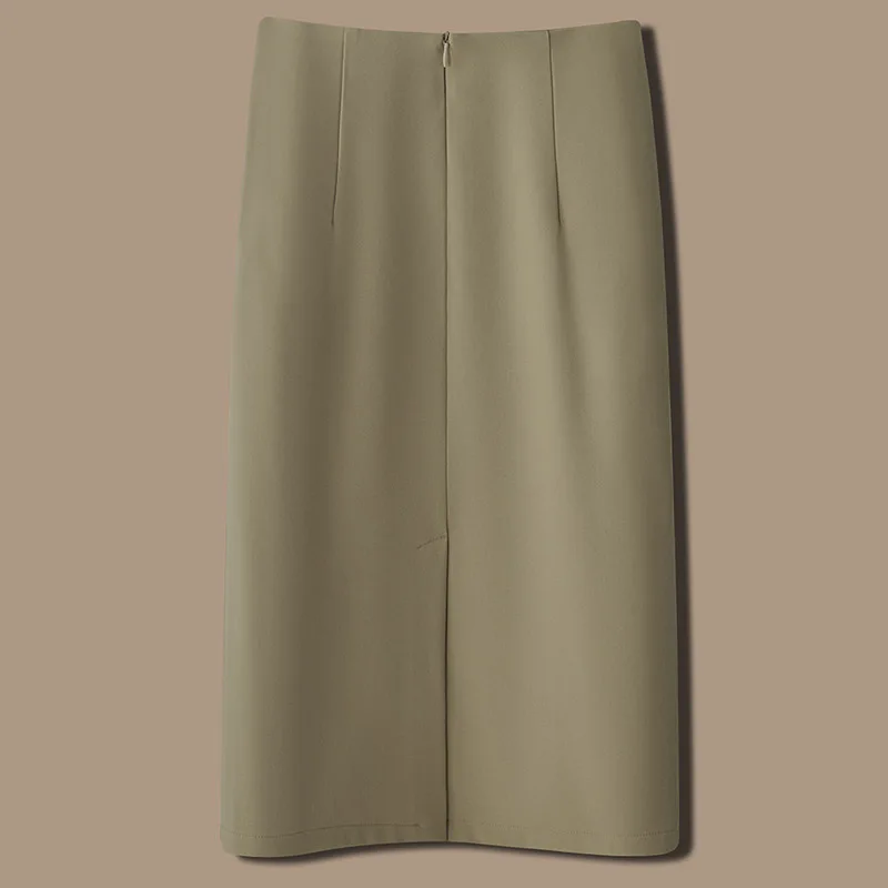 Busin Suit Midi-rok met hoge taille Professionele kokerrok met rechte pijpen Ele F-lengte rok met hoge taille voor dames