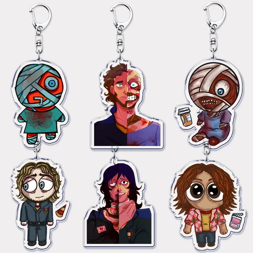 Llaveros Chibis para enjuague bucal de juego de terror, accesorios para bolsa, llaveros Jimmy Curly Anya Sallyface, joyería, regalos para juegos