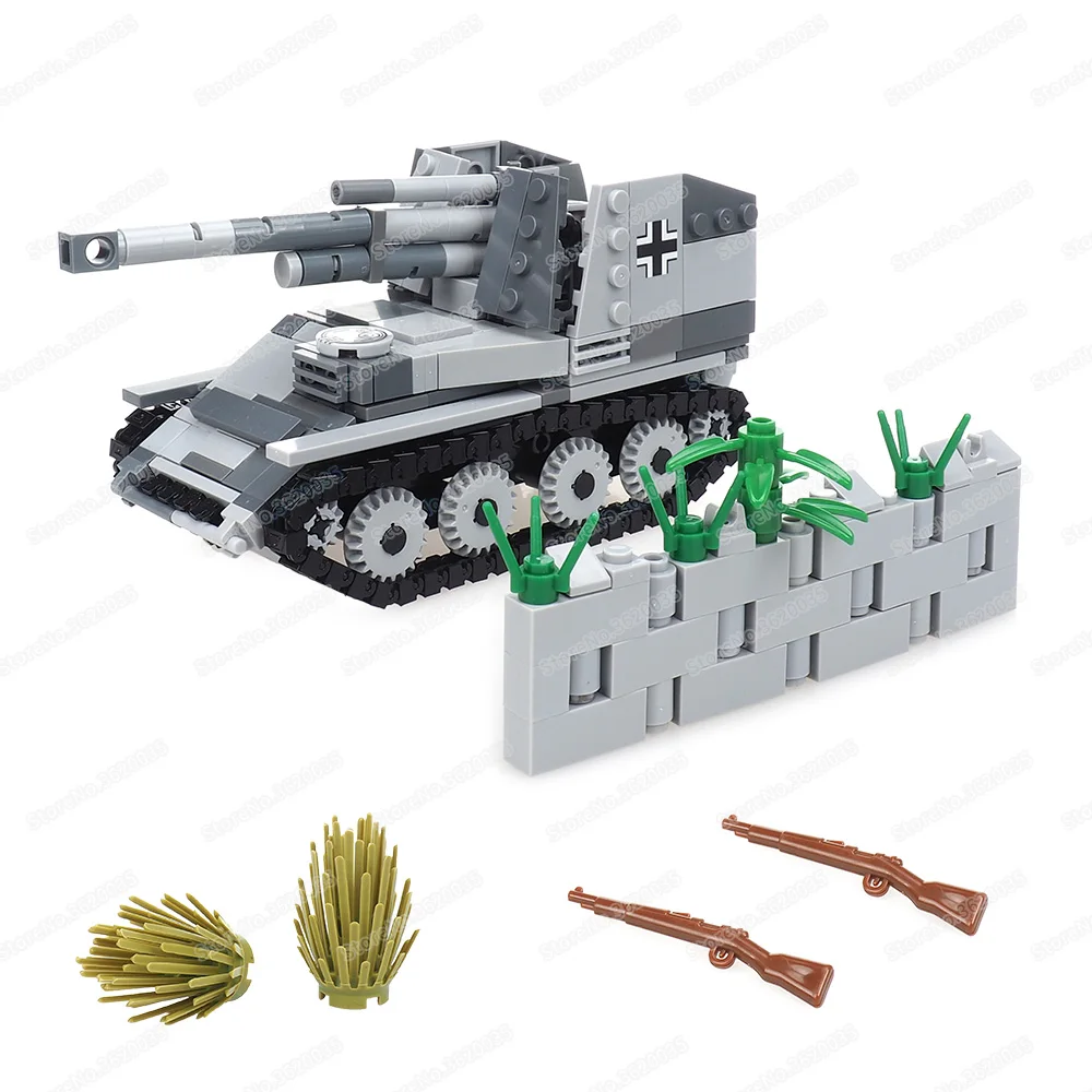 Blitzkrieg Military Self-Propelled Wasp Cannon Building Block Moc Ww2 Figures Weapons War Scenes Models Children Gifts Boys Toys