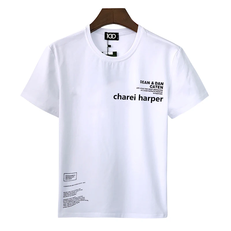 CHAREIHARPER DSQ DT762 cotton men\'s short sleeve T-shirt Italy design letter spray print fashion Milan trend fashion casual top