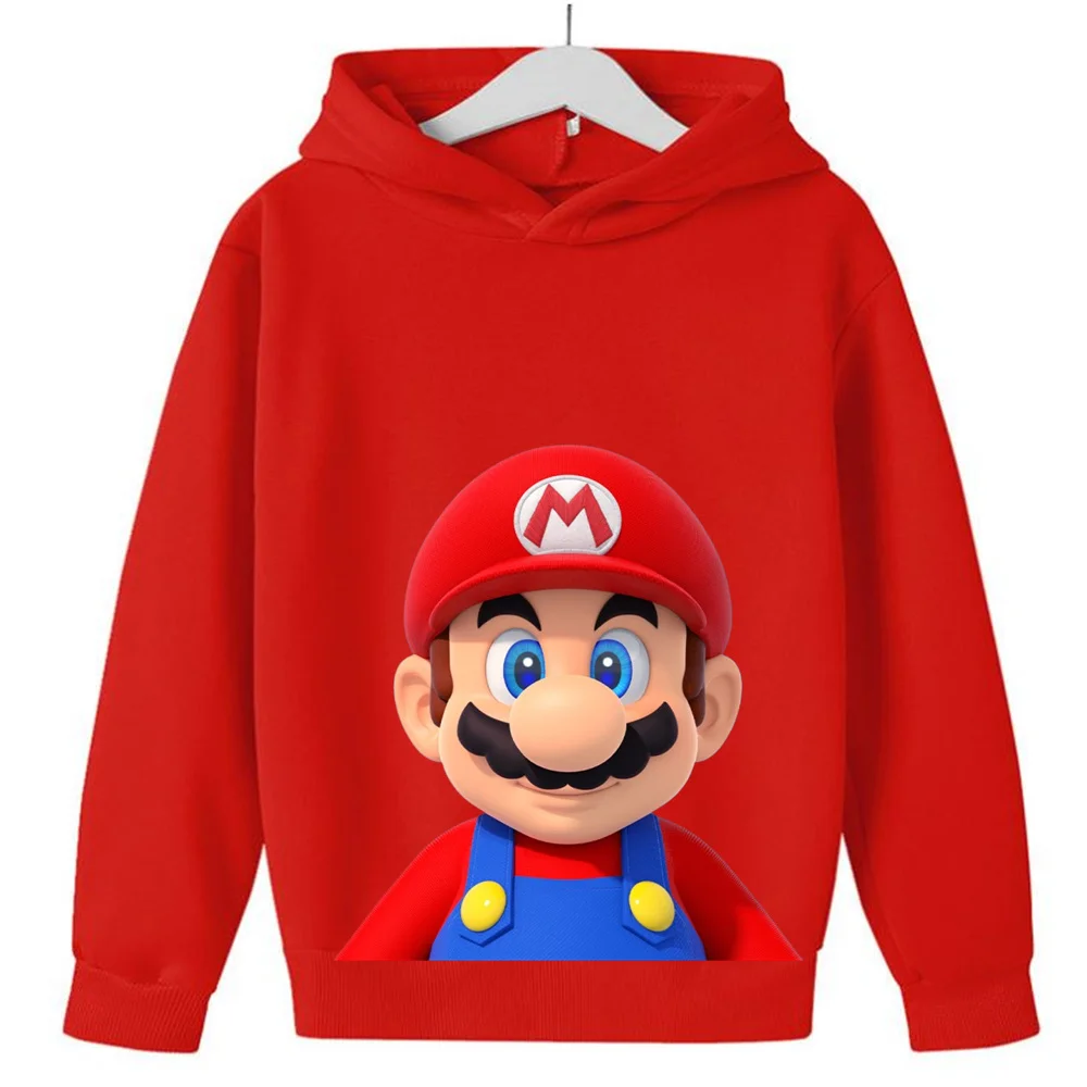 New Anime Super Mario Hoodies Spring and Autumn Fashion Casual Hoodies Boy Girl Unisex Children's Clothing Hoodies Cotton Tops