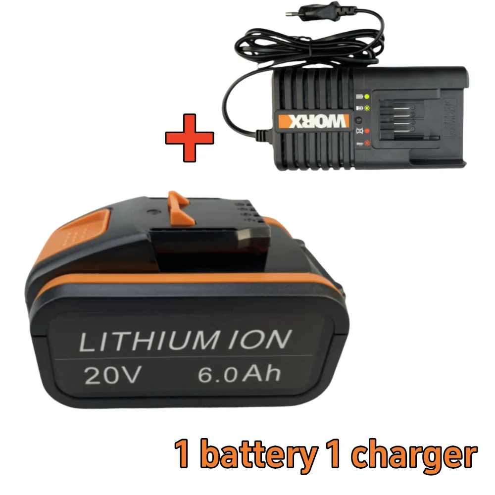 For 20V Battery 6000mah Li-ion for Worx WX390/WX176/WX166.4/WX372.1 WX800/WX678/WX550/WX532/WG894E WG629E/WG329E/WG2