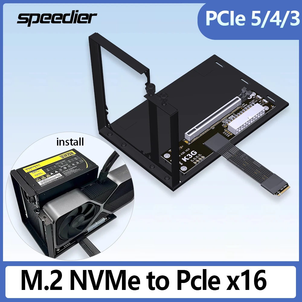 

R3G M.2 NVMe To PCIe X16 External Laptop Graphics Cards Extension Cable 5.0/4.0/3.0 X4 EGPU Adapter for Notebook/ NUC/STX/ITX