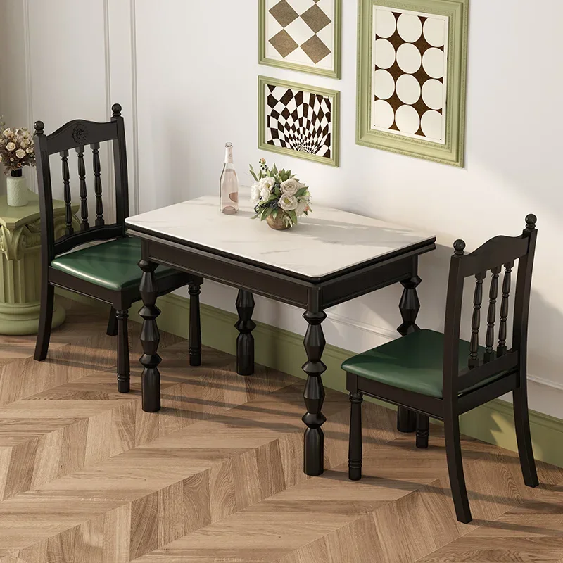 

folding dining table black home space saving Internet celebrity telescopic multi-functional light luxury dining table