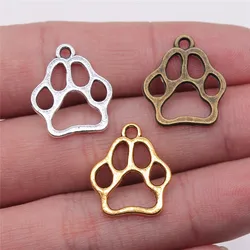 WYSIWYG 20pcs 19x17mm 3 Colors Antique Gold Color Antique Silver Color Antique Bronze Hollow Dog Paw Charms For Jewelry Making