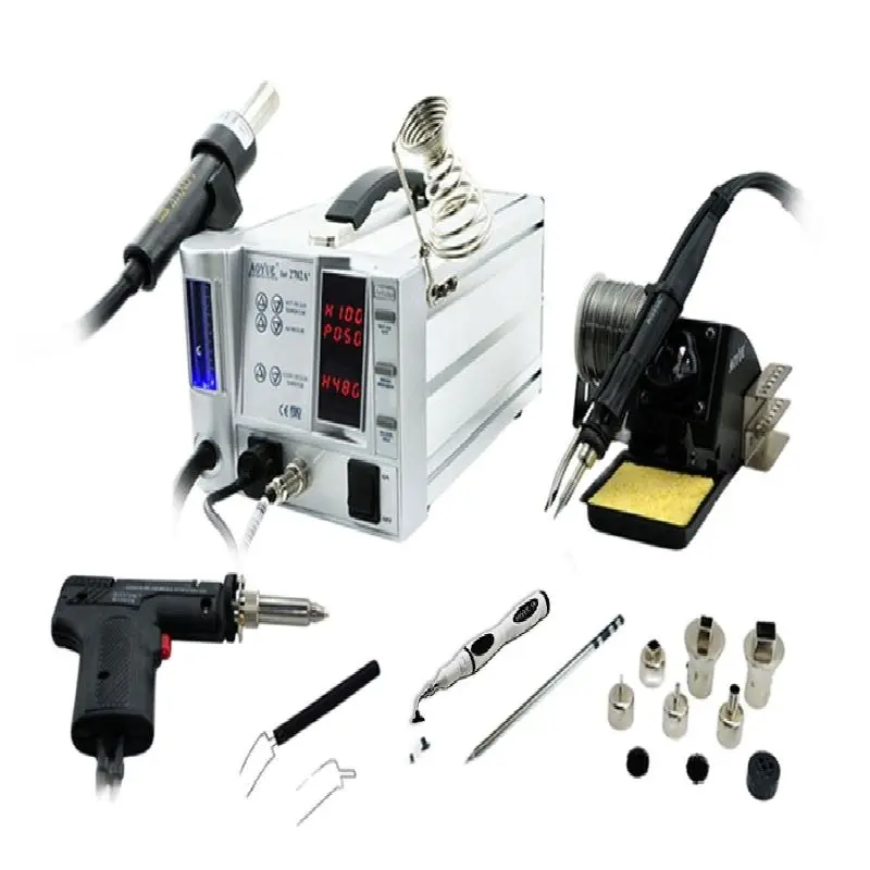 AOYUE Int 2702A+ Adjustable Temperture Lead Solder Iron Station SMD BGA Rework Soldering Station Solder Tools With Hot Air Gun