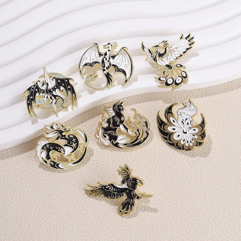 Vintage Dragon Birds Animals Brooch Pin Lapel Metal Gifts Backpack Hat Friends Brooch Badge Jewelry Accessories image 5