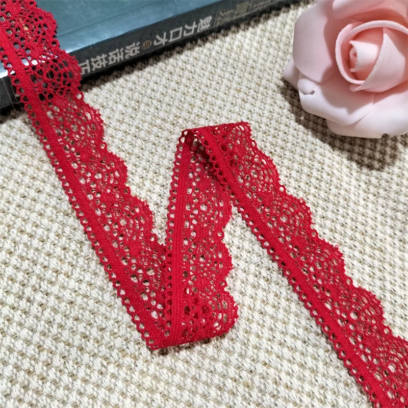 s2024 2.5cm red elastic and soft lace trim