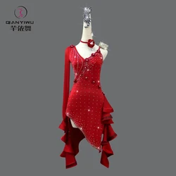 Dancewear Skirt Latino Dress for Girl Dance Dresses Latin Competition Costume Women Stage Outfit Standard Ballroom Clothing Top