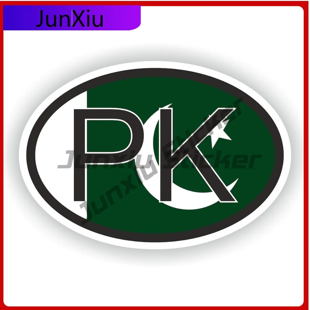 

Pakistan Oval Country Code Pk Flag National Emblem With White Border Vinyl Decals Car Cover Waterproof Outdoor For Suv Stickers