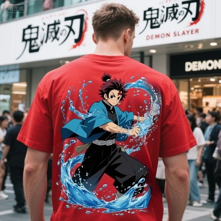 Summer Men's T Shirts Demon Slayer Anime Print Y2k Clothes Women Casual Cotton Oversized Short Sleeve Tee Streetwear Tops Unisex