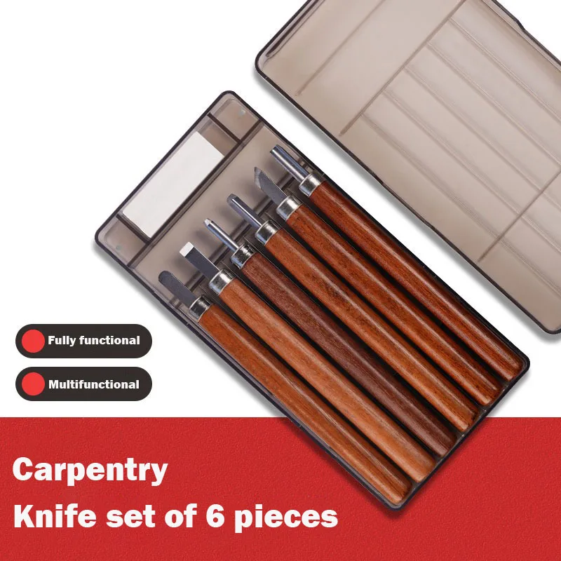 6 PCS Carving Knife Solid Wood Carbon Steel Carving Knifes Multi Size Constraction Tools Olfa Utility Knife Wood Carving Kit