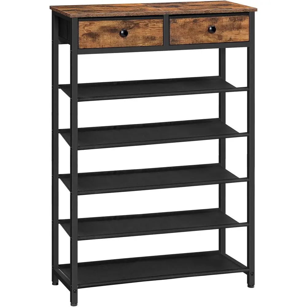 

Полка для обуви, 6-уровневый органайзер для хранения обуви с 2 неткаными платьями, 15-20 пар обуви или прихожей, полка для обуви с 5 полками abric