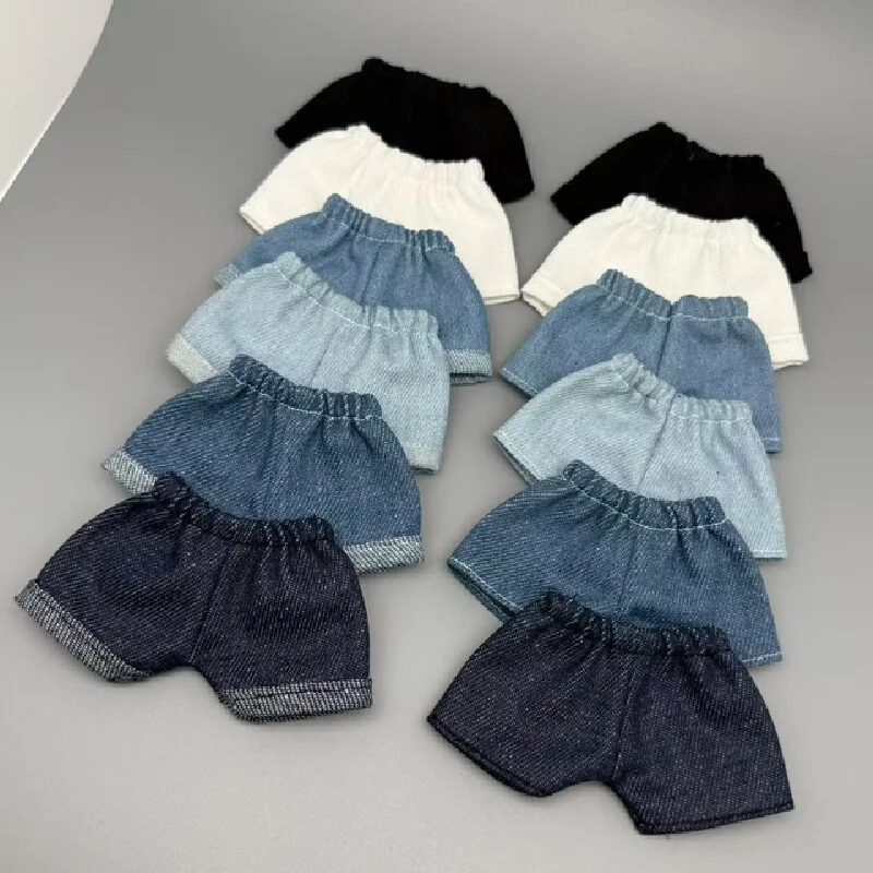 Only clothes, no dolls  for 17cm labubu denim shorts 15cm figurine Labubu universal summer shorts Versatile and changeable pants