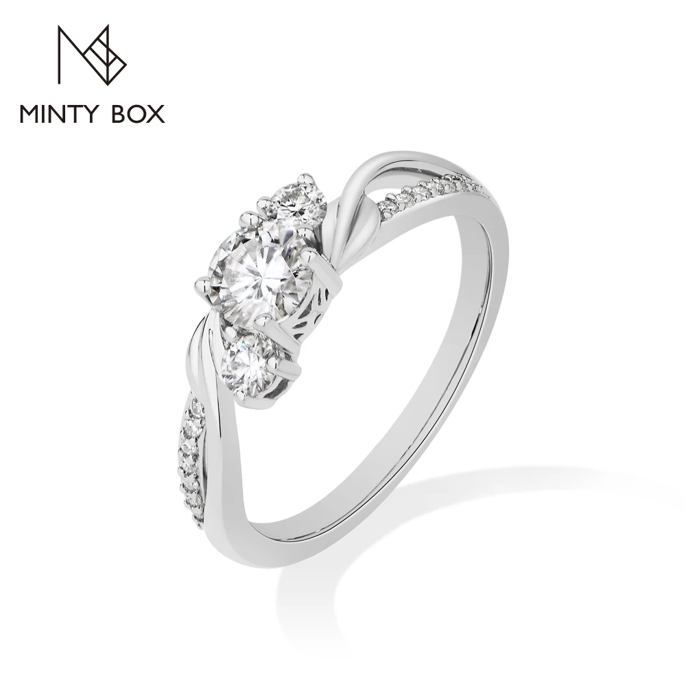 MintyBox D VVS1 Moissanite Rings Twisted Band for Women S925 Sterling Silver Promise Engagement Ring Dainty Office Jewelry Gifts