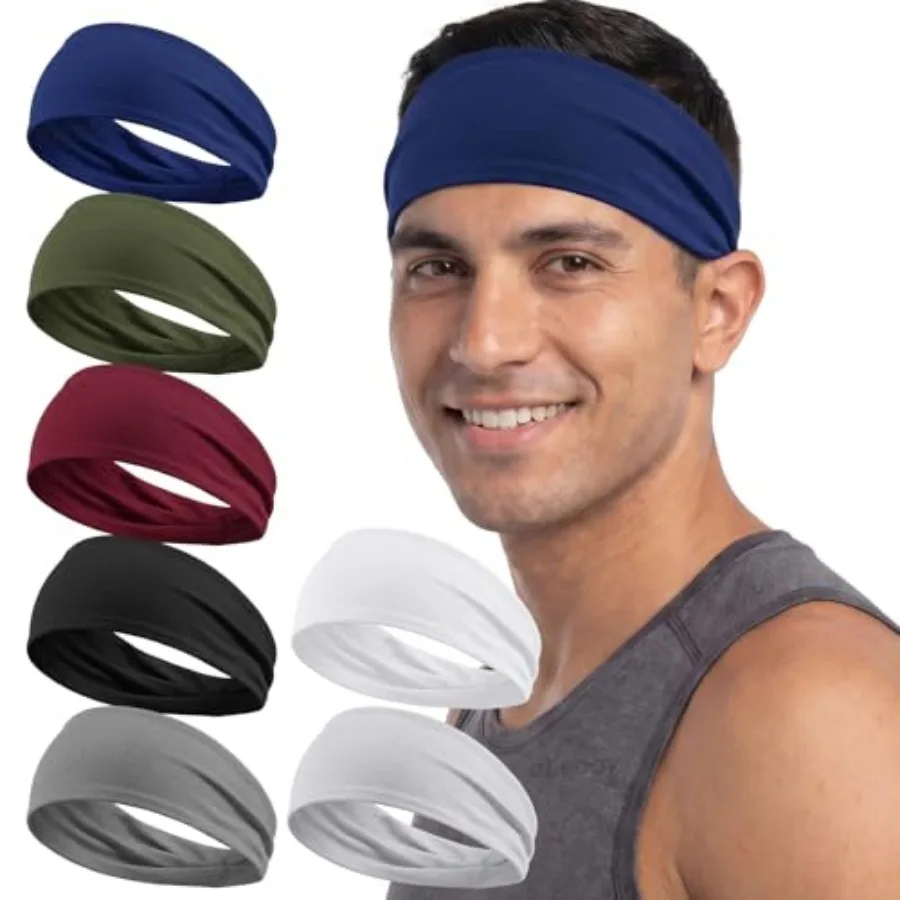

Headbands for Men, Soft Elastic Sports Sweatbands - Non Slip Hair Band Head Wrap and Running Accessories for Gym Workout