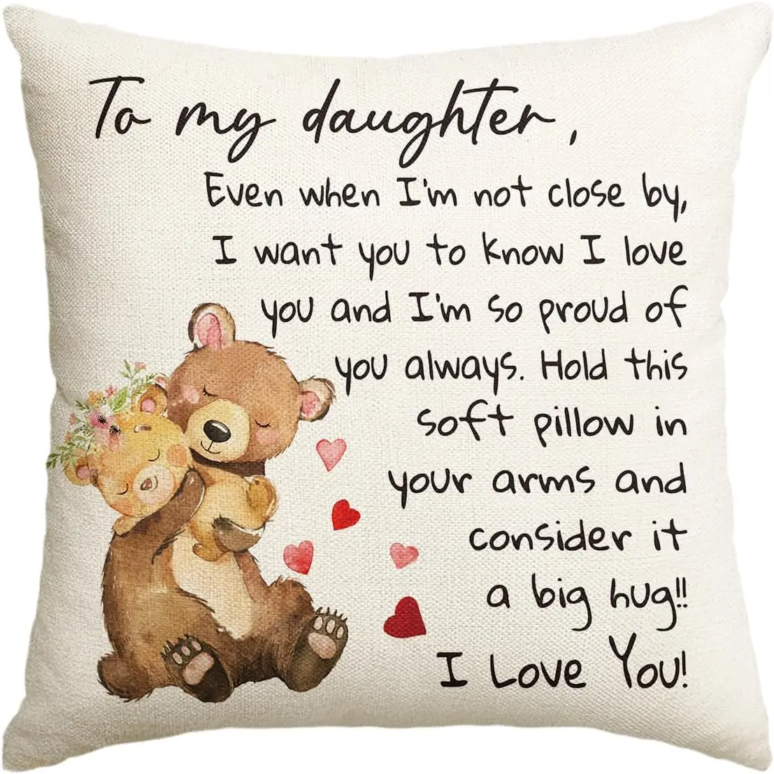 

Christmas Gift Throw Pillow Cover 18x18 Inch for Daughter, Soft Polyester Home Decor Cushion