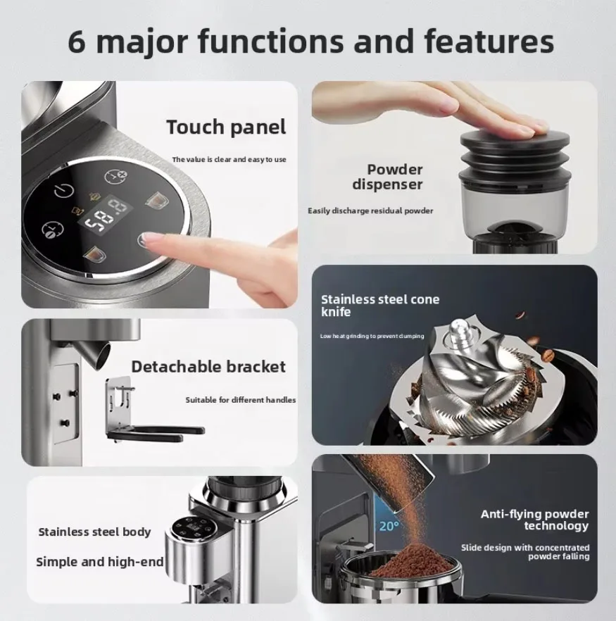 Fully Automatic Electric Burr Coffee Grinder Stainless Steel 160g Capacity Energy Efficient Class for Small Household Coffee