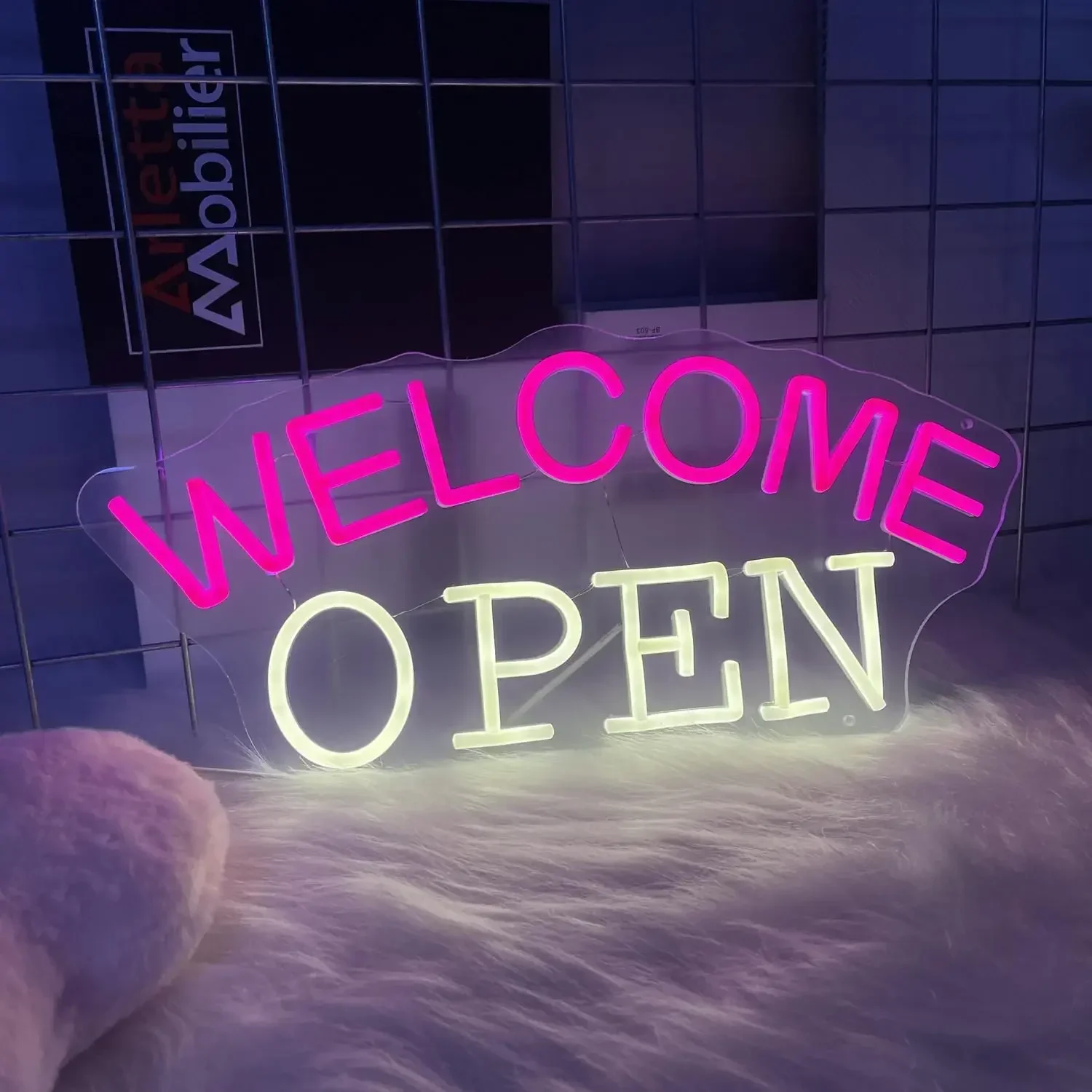 

Неоновая вывеска «Добро пожаловать» с регулируемой яркостью, светодиодный настенный светильник для бизнеса, витрин, кафе, баров, салонов, магазинов, декор для входа, USB-ночник, подарки