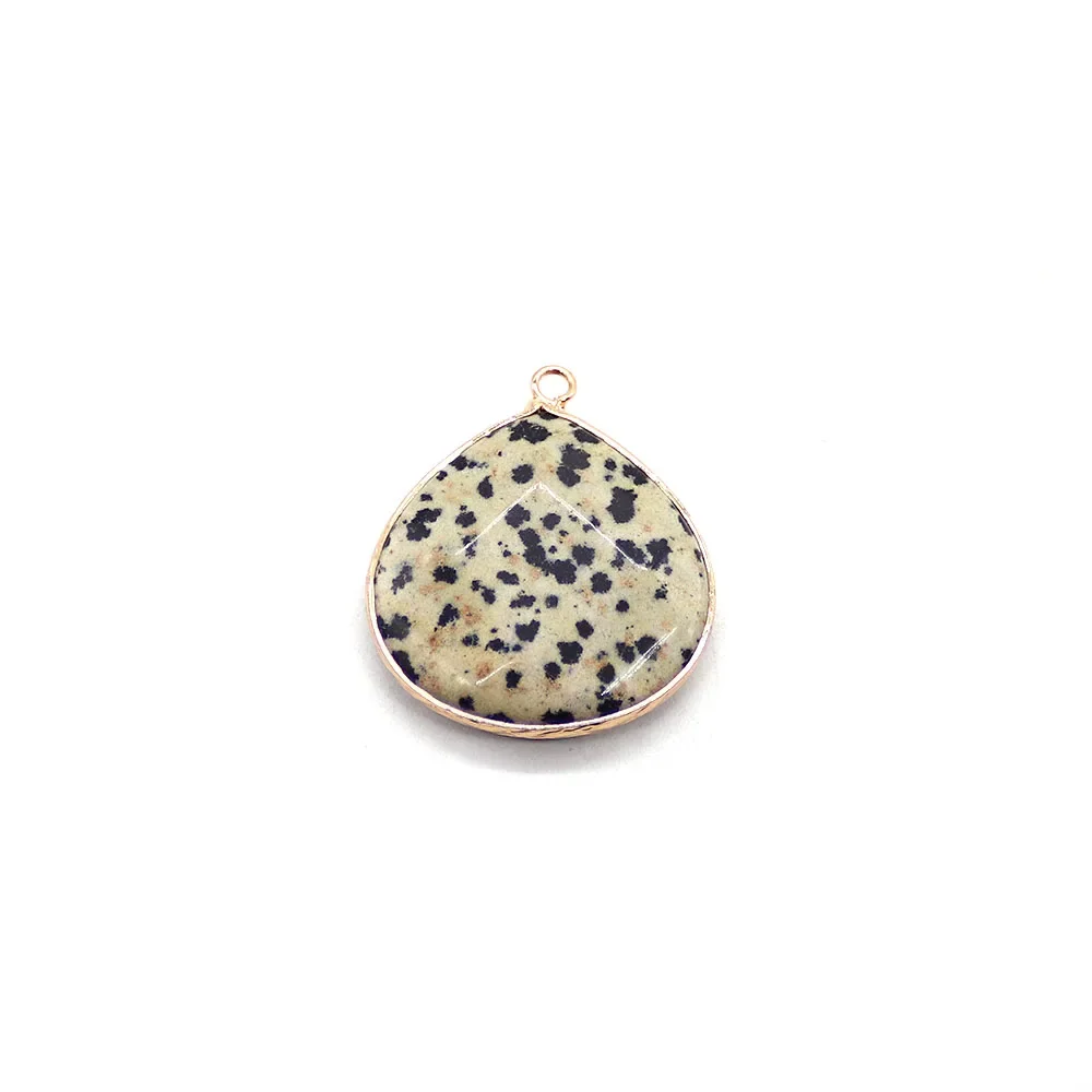 Natural Spotted Stone Crystal Polished Cut Chubby Water-drop Shape Single-Hole Edge-Wrapped Pendant DIY Accessories Necklaces