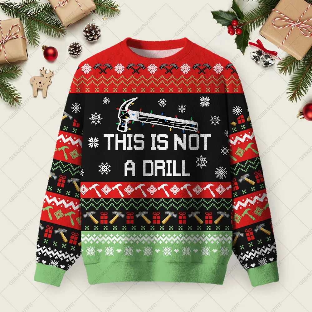 Family Matching Winter Christmas Sweater I Build Toys Slogan Print Crew Neck Parent‑Kid X‑Mas Holiday Party Pullover