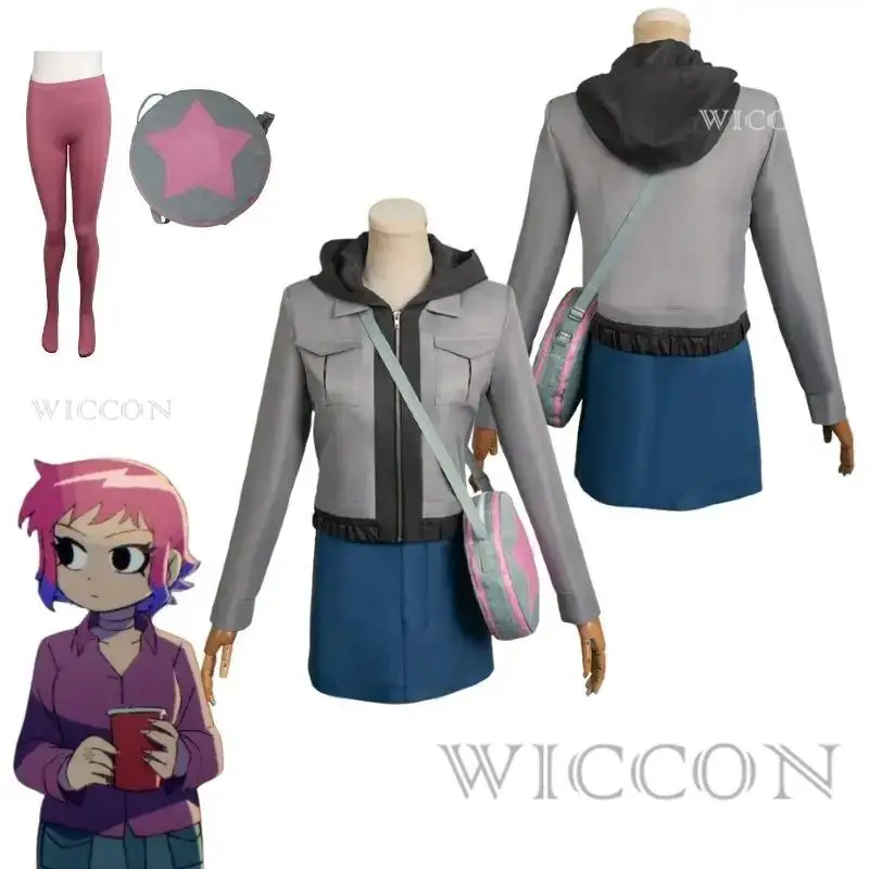 

Scott Pilgrim Takes Off Ramona Flowers Cosplay Fantasia Costume Disguise Adult Women Hoodie Skirt Bags Halloween Carnival Suit