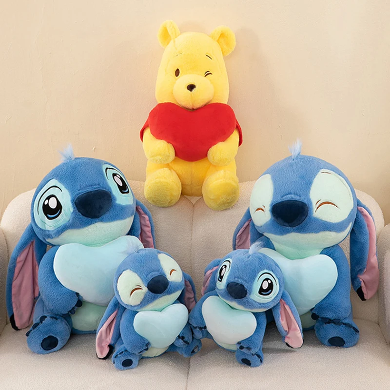 30/50/90cm Disney Plush Toys Lilo & Stitch Pooh Bear Blue Love Anime Stich Large Size Dolls Stuffed Plushie Soft Gift for Kids