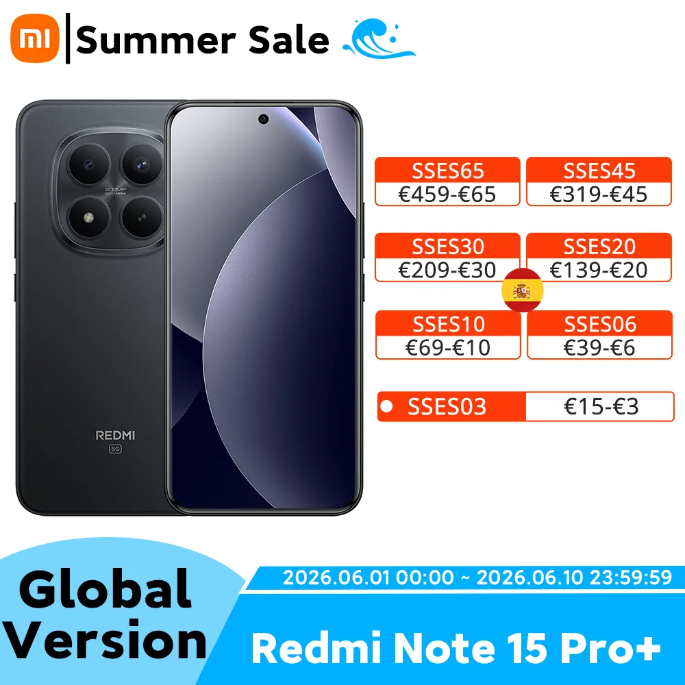 Teléfono Inteligente Redmi Note 15 Pro+ Versión Global, Batería de 6500 mAh y 100 W, Snapdragon 7s Gen 4, Cámara Principal de 200 MP con OIS, Teléfono Móvil Xiaomi
