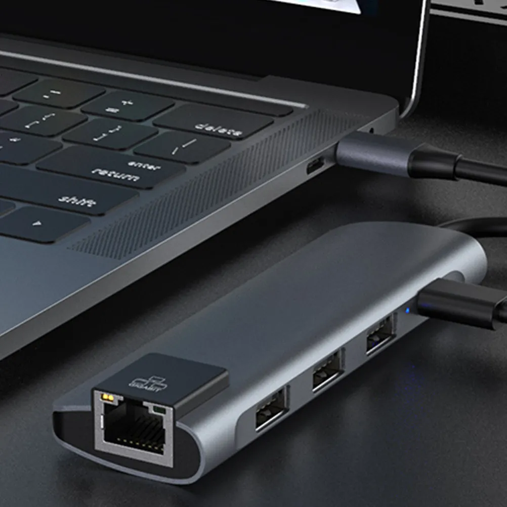 

Многофункциональный USB-хаб 5-в-1 Type-C с портом PD, Ethernet и USB-A: компактная портативная док-станция для ноутбуков