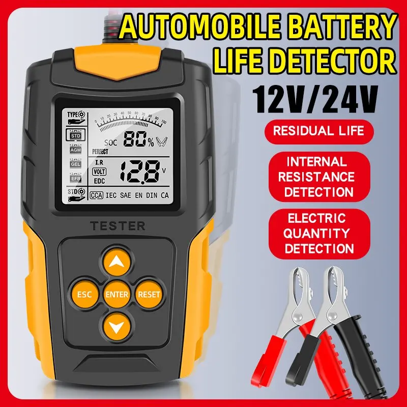 

12V 24V Car Battery Tester for Wet/GEL/SLA/Flooded/EFB/Lead-Acid/AGM Battery Analyzer Test Tool Digital Analyzer Tester