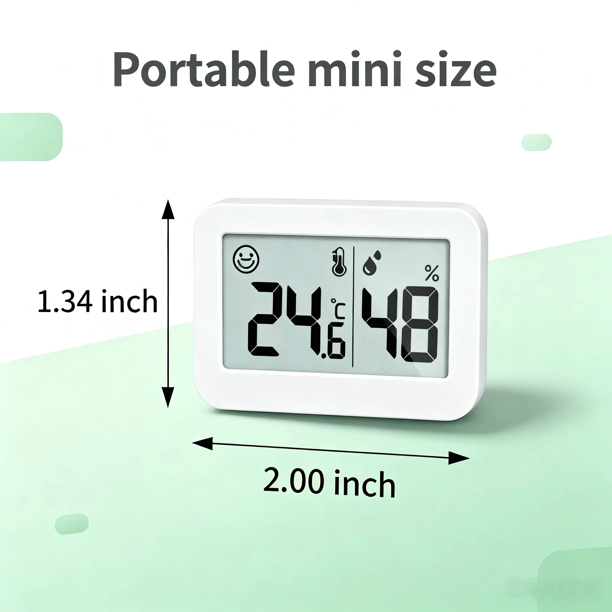 2PCS Digital Temperature and Humidity Meter Indoor Outdoor Portable Temperature Gauge with Smiling Face Icon Magnetic Hygrometer