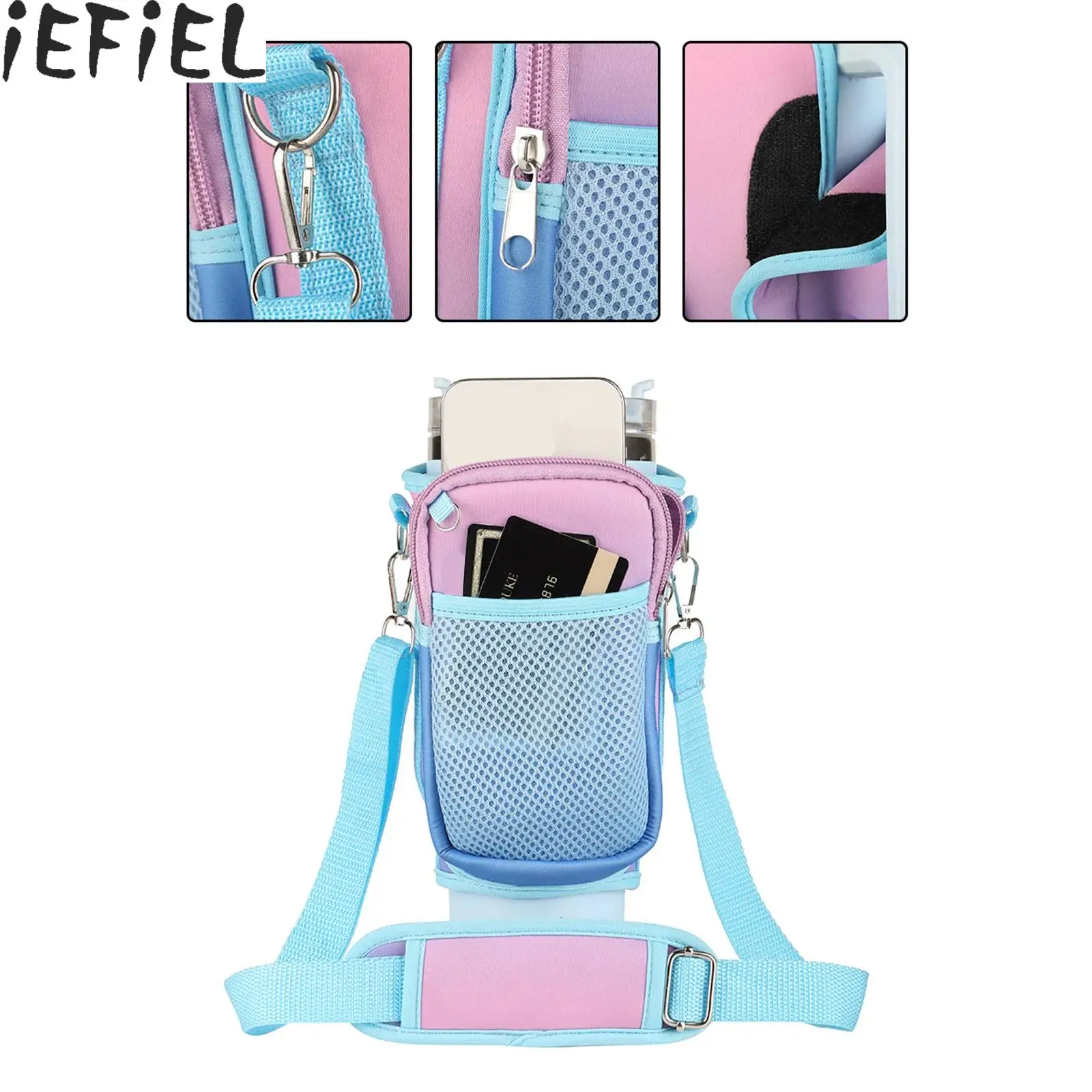 

Portable Water Bottle Carrier Bag with Phone Pocket for Stanleys 40oz Tumbler with Handle Neoprene Water Bottle Holder Pouch